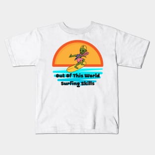 Out Of This World Surfing Skills Alien Kids T-Shirt